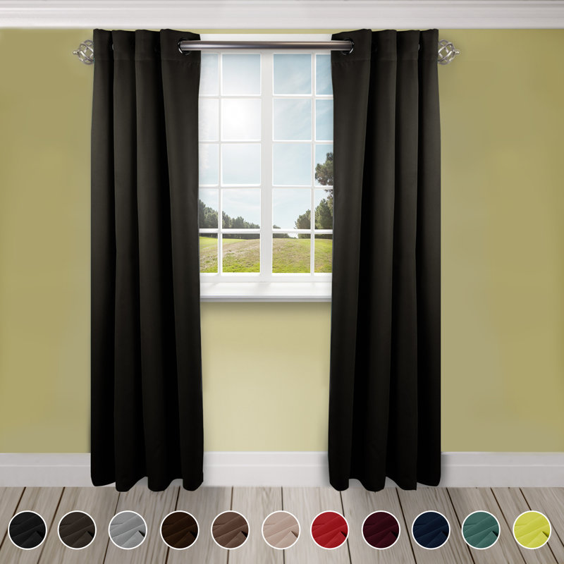 Polen Room Darkening Curtain Single Panel, 150" x 96", Dark Gray