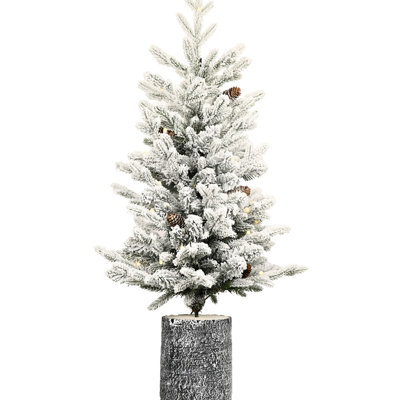 365 Flocked Christmas Tree With 70 Warm White , Pot Base, And 7 Pine - Ideal For Small Spaces Holiday Decor 3ft Led Lights, 365 Tips, Attractive Tabletop Home Option