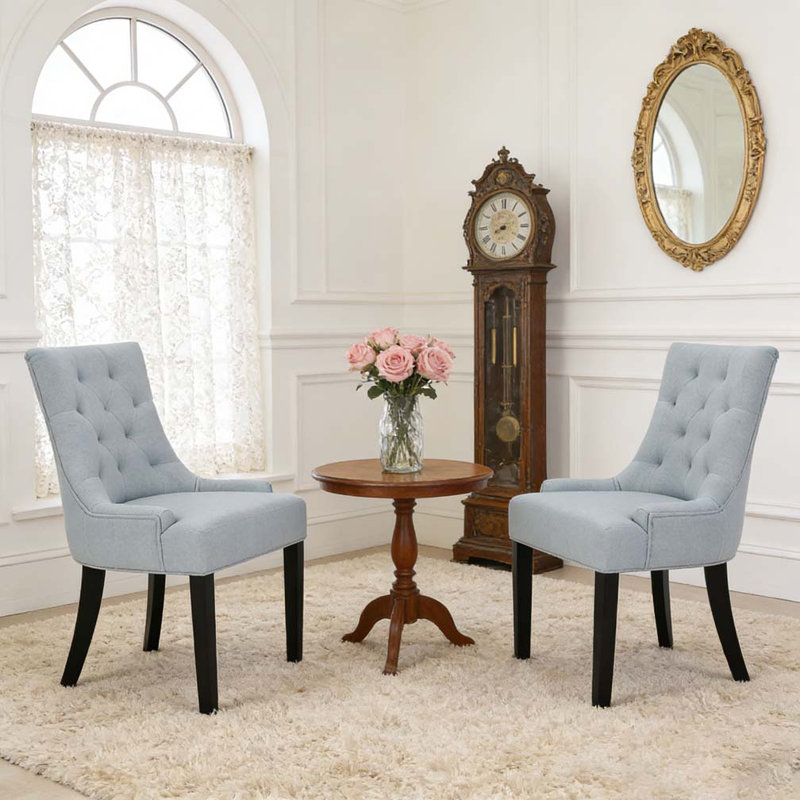 Chaise de salle à manger, Tissu bleu clair, 1