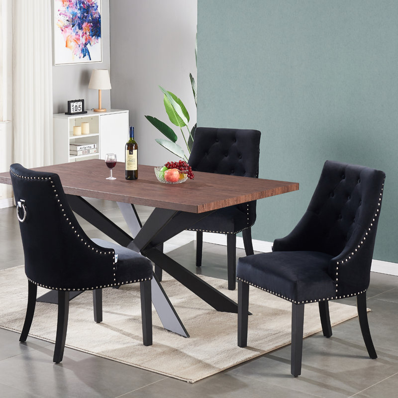 Scott Upholstered Dining Chair, 6, Black