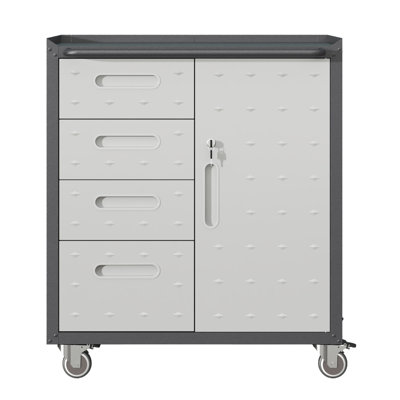 Armoire de rangement robuste pour outils en acier avec roues verrouillables - Armoire de rangement pour garage avec tiroirs