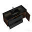 Meuble-lavabo 48 po en noyer avec lavabo en quartz noir mat et tiroirs noirs et une porte, meuble-lavabo mural flottant pour salle de bain moderne, lavabo noir mat, pré-assemblé-130076499