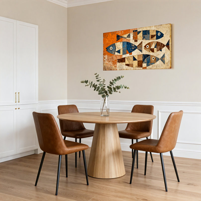 Ensemble de 1 tableau mural abstrait à motif mosaïque de poissons, H 24 po x l 48 po