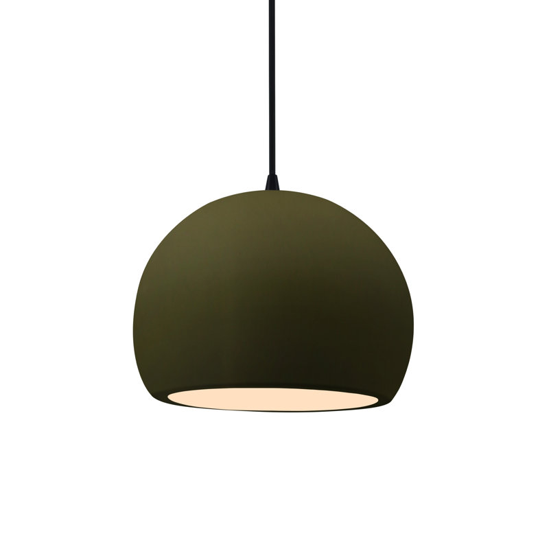 Luminaire suspendu à 1 lumière Aschwin, H 6 po x l 7 po x P 7 po, Vert mat, Noir mat