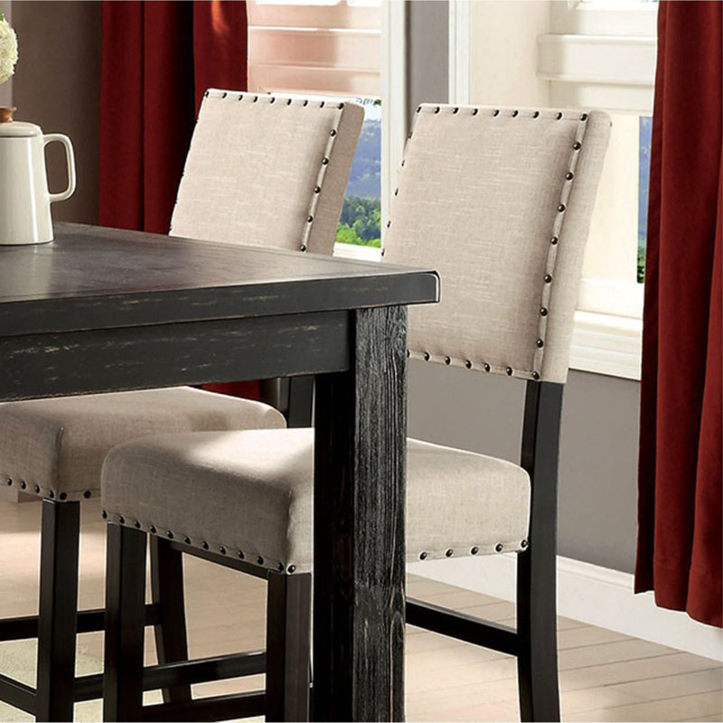 Aalayah Upholstered Counter Stool, Antique Black, 1