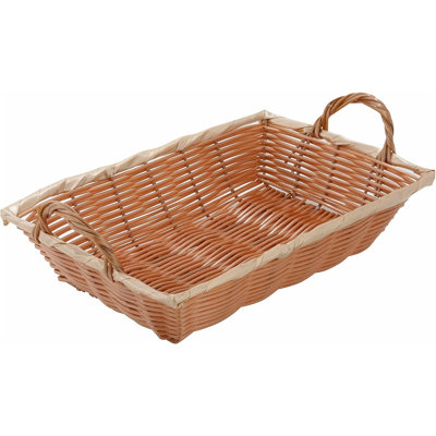 Panier tissé brun moyen avec poignées | Élégant organisateur de rangement rectangulaire pour la maison et le bureau