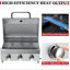 Barbecue au gaz de table à 3 brûleurs, barbecue au propane portatif de 30 000 BTU avec grilles épaisses robustes et boutons en acier inoxydable, conception compacte et pieds amovibles pour le camping, le camping-car et la cour arrière-124950450-124950449