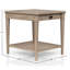 Table de bout avec rangement au fini sable avec tiroir, aspect transitionnel décontracté, bois massif +, P 24 po, 26 W, 24,26 H