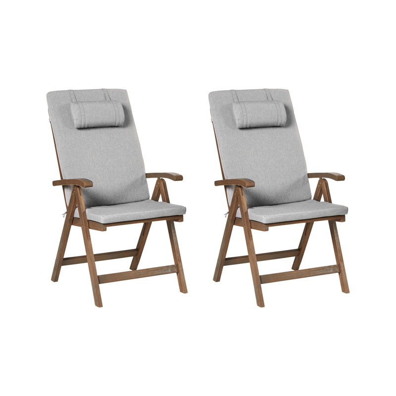 Folding Patio Dining Armchair with Cushion, Grey