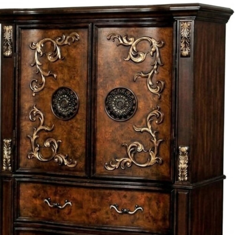 6 tiroirs en cerisier foncé / chêne Aristhine Large commode