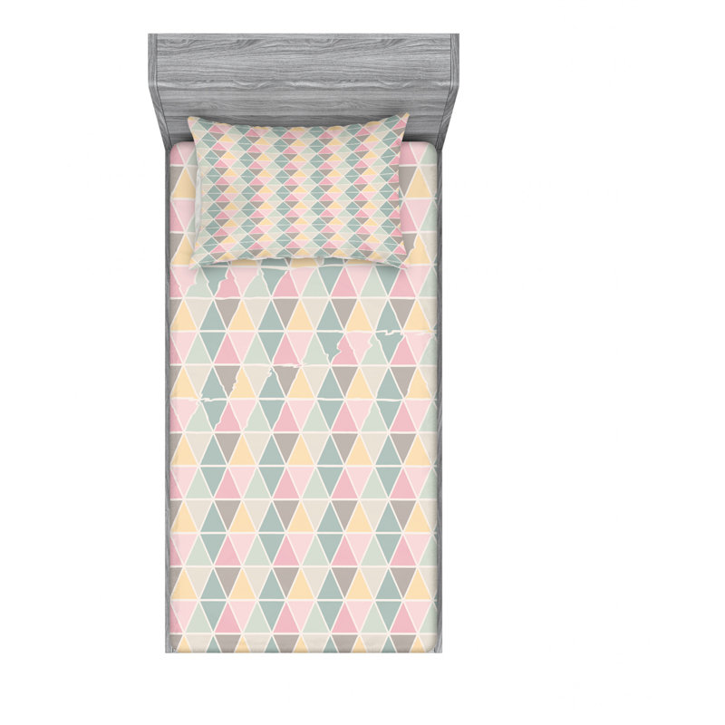 Microfiber Geometric Sheet Set, Twin Sheet Set with Fitted Sheet