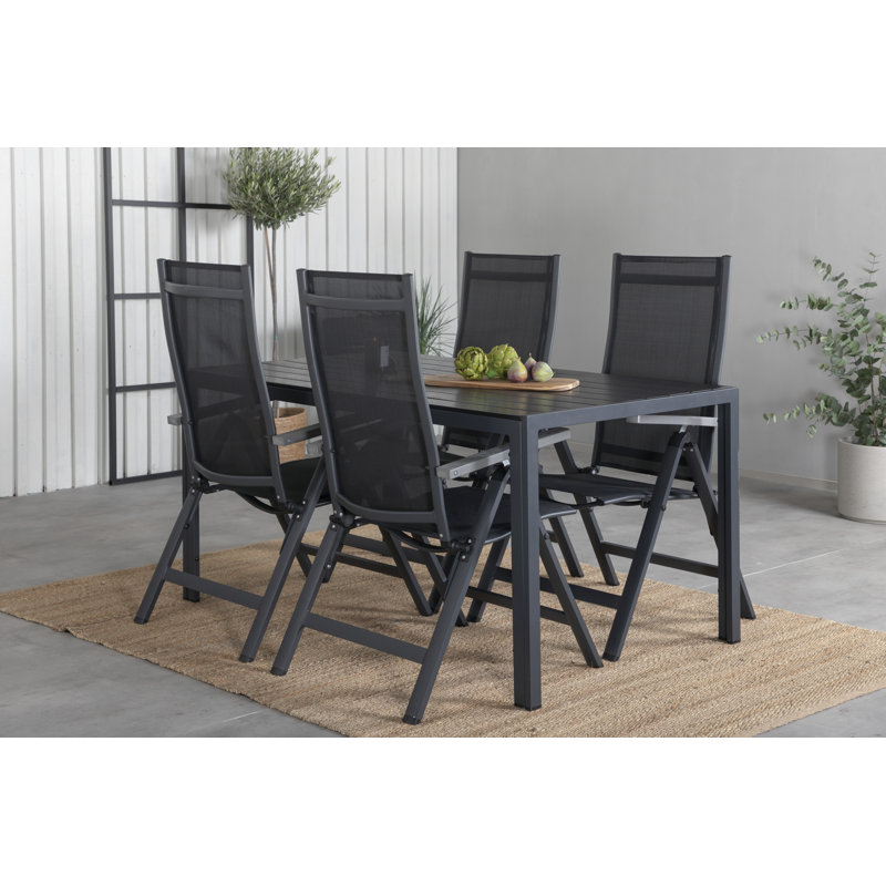 Ebelyn 4 - Person Dining Set, Black, Black, Black