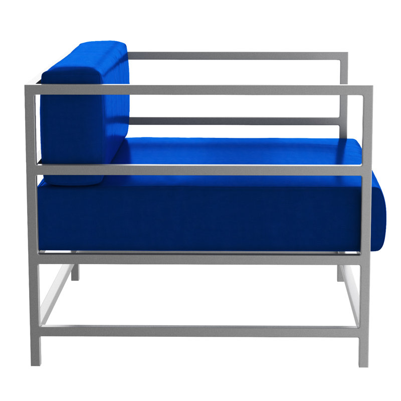 Fauteuil club Delano, non, Toile Sunbrella® bleu pacifique, Argent Kessler
