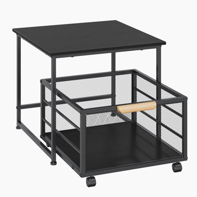 Mini support de réfrigérateur avec rangement, mini armoire de réfrigérateur avec roues et pieds réglables, structure en métal robuste, pour le salon, la chambre à coucher, le bureau