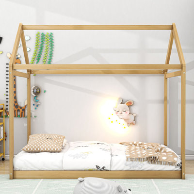Twin House Platform Bed with Slats