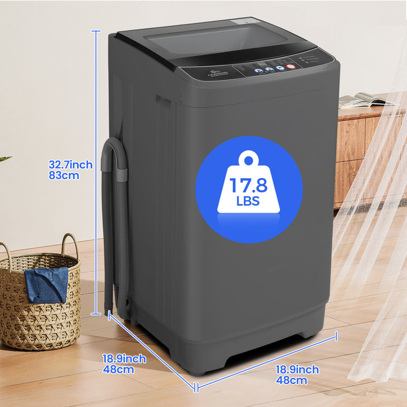 Himimi Delia 2.4 Cubic Feet cu. ft. High Efficiency Portable Washer with Child Safety Lock, ‎Dark Gray/Black