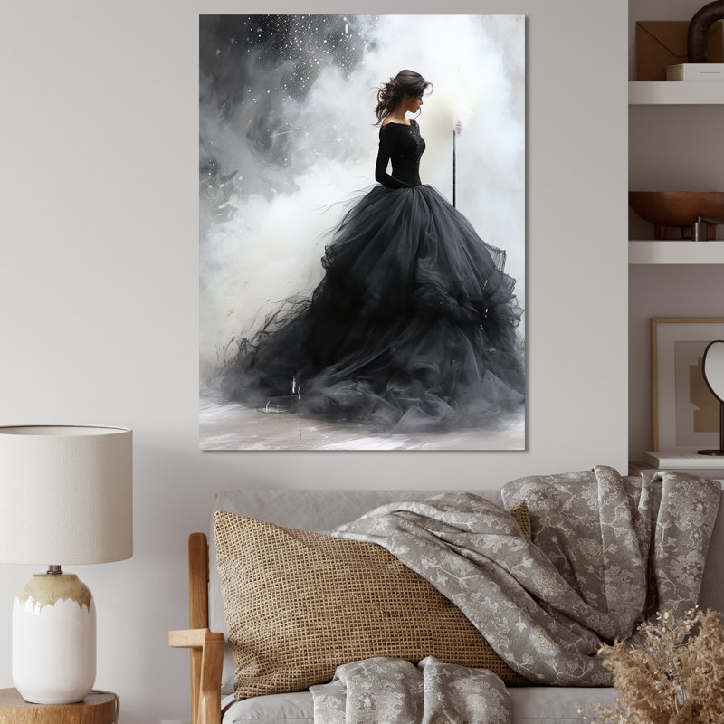 «Black Modern Ballet Dance Motion» - art mural ballet, H 20 po x l 12 po x P 1 po, Toile tendue