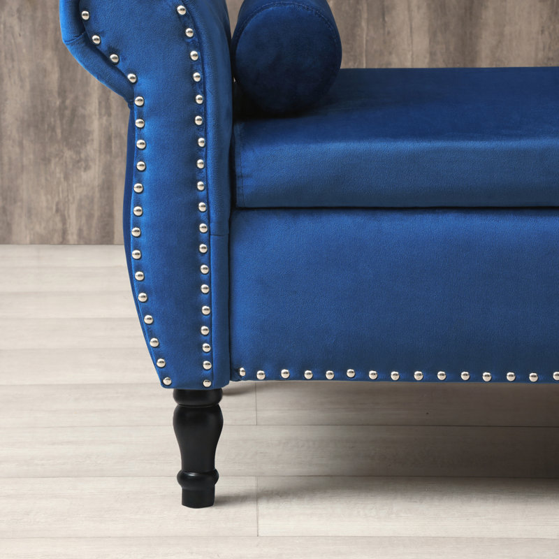 Banc de rangement multifonctionnel avec 1 coussin, Bleu