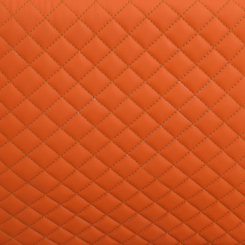 Halldin 19.5" Upholstered Ottoman, Orange Faux Leather incorrect