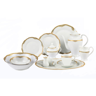 57 Piece Porcelain China Dinnerware Set - Service for 8