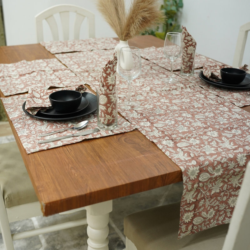 Red Barrel Studio® 16X90 Elegant dining table accessory, Premium table runner, Manikarnika, Soft Brown, 11" Rectangle