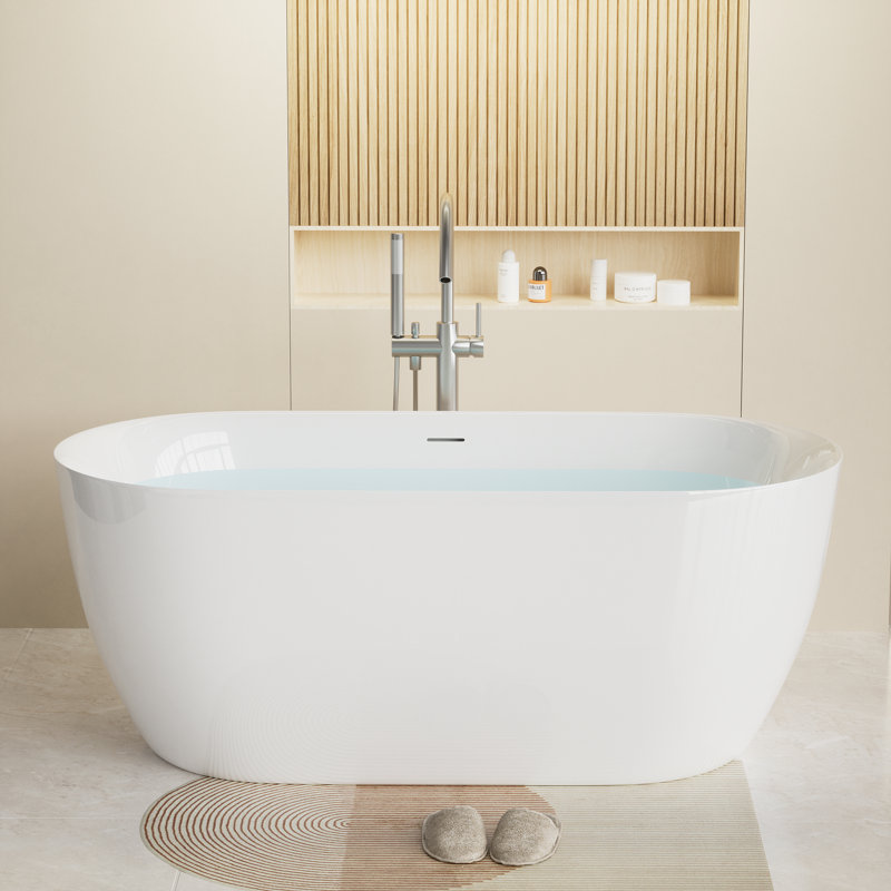 59" X 30" Freestanding Soaking Acrylic Bathtub