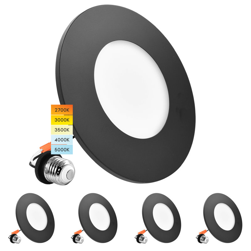 4'' 7.5 Watt Dimmable LED Retrofit Recessed Lighting Kit, Black