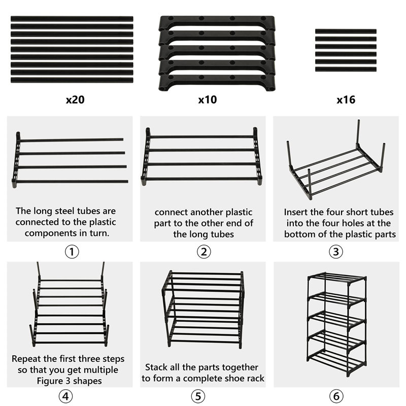 10 Pair Stackable Shoe Rack