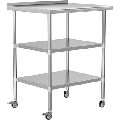 Stainless Steel Table 24 X36 Inches Metal Work Table With 2 Adjustable Undershelves & Backsplash Wheels For Commercial Kitchen, Outdoor, Restaurant, Hotel & Garage