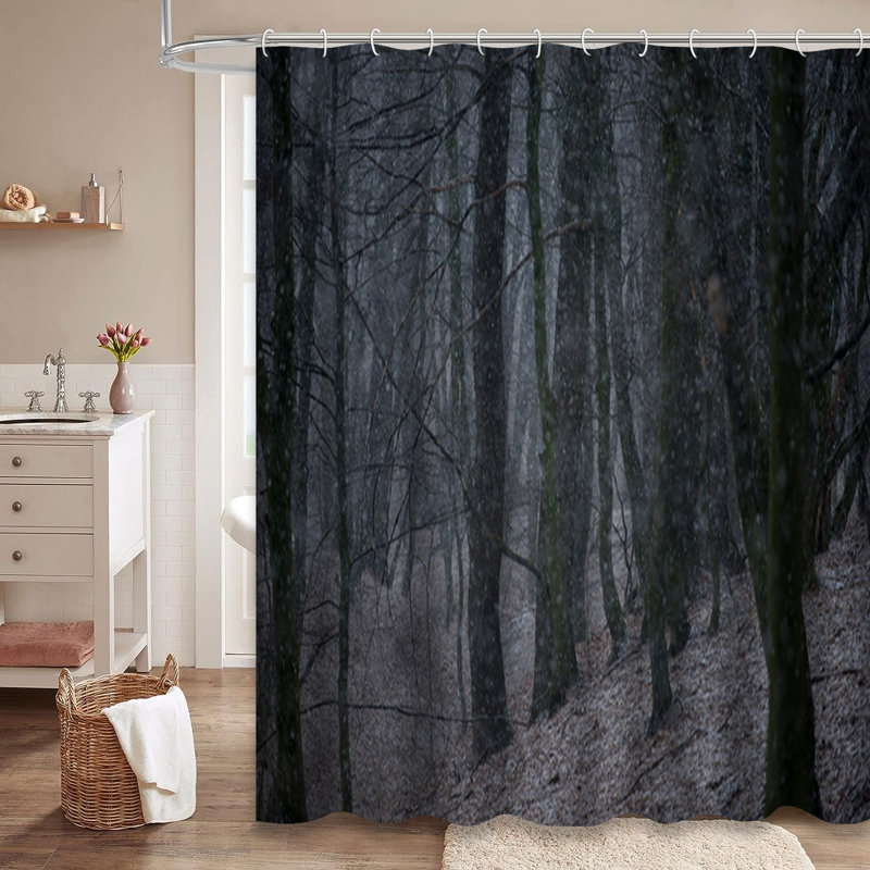 Rideau de douche avec 12 crochets Snowing, L 72 po x l 78 po