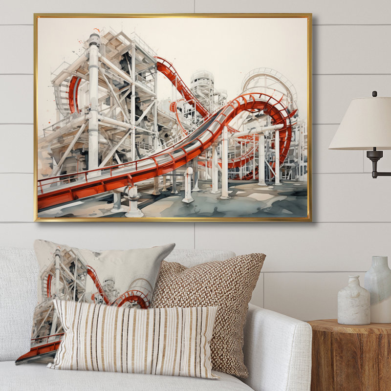 Rollercoaster Symphony II, H 16 po x l 32 po x P 1 po, Cadre flottant doré