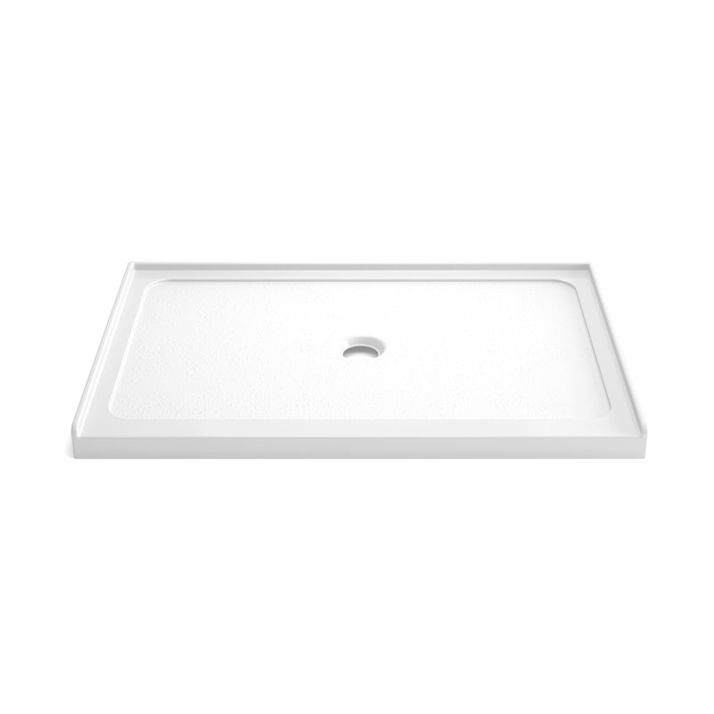 Base de douche en acrylique 32 po x 48 po, bac à douche blanc brillant avec drain central, base de douche en alcôve à seuil simple certifiée CUPC à 3 parois pour la rénovation de la salle de bain
