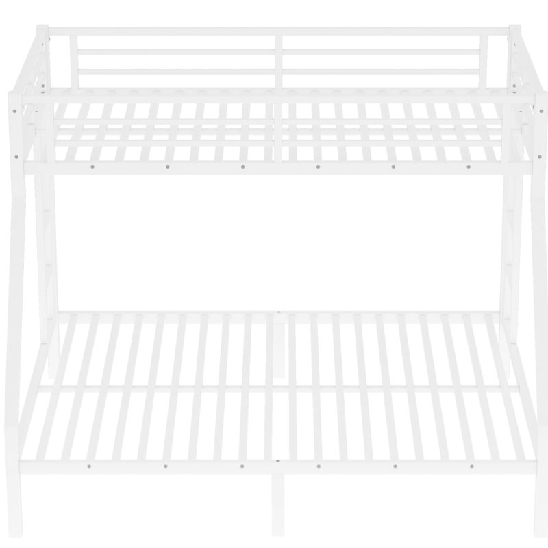 Lit superposé simple au-dessus de grand lit simple en métal TG, solution d'espace pour les adolescents, réduction du bruit, blanc, structure, espace de rangement sous le lit, installation sur 2 côtés, option de sommeil Éléments pour les adolescents et les adultes, deux forts