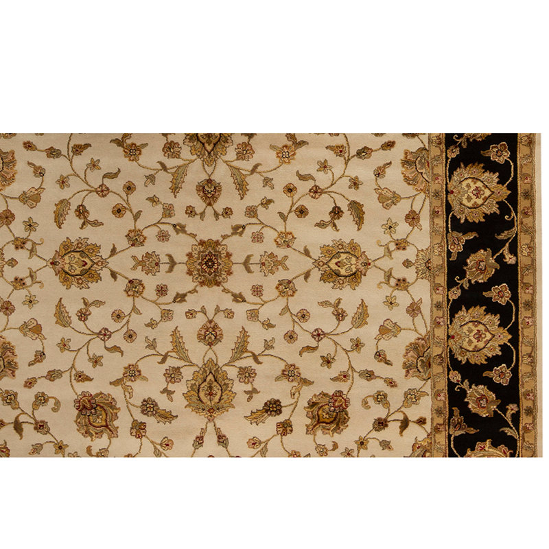 Tapis ivoire / noir / beige de haute qualité noué à la main