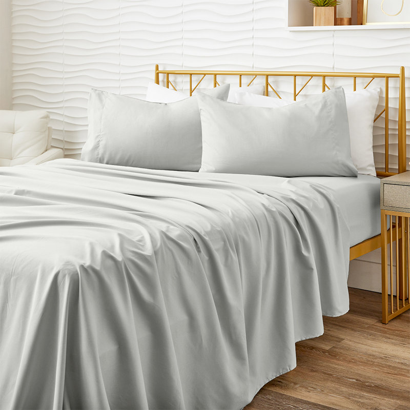 Twin XL Silver Organic Cotton Bamboo Microfiber Sheet Set