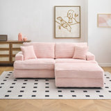 79.15" Corduroy Upholstered Sofa + Ottoman