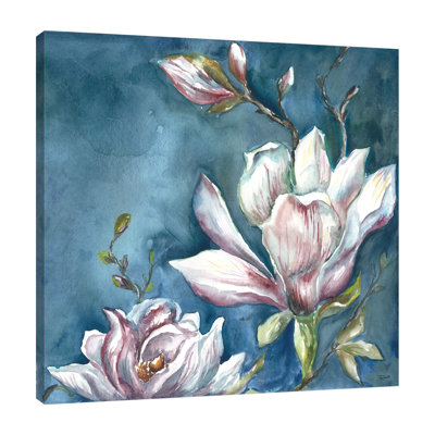 Magnolia On Blue by Tre Sorelle Studios - Wrapped Canvas Print