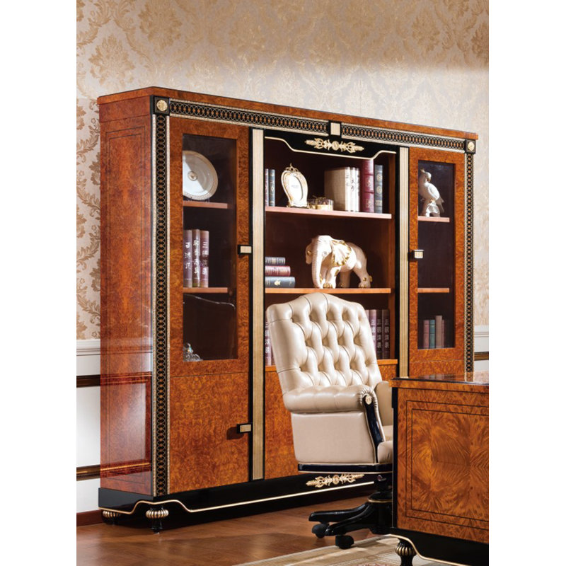 Gilemette 3 Piece Solid Wood Rectangular Executive Desk Office Set with Chair