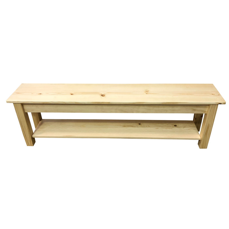 Banc de rangement en bois massif Lothair, H 17 po x l 36 po x P 12 po, Naturel