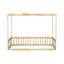 Lit simple à baldaquin avec clôture, couleur naturelle, garde-corps pour une détente en bois d'hévéa et conception orientée confort