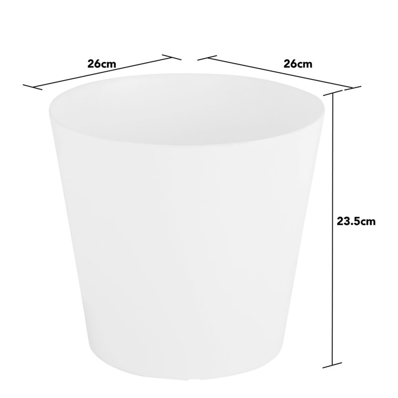 Wham Studio Round Planter Cover, White, 23.5cm H x 26cm W x 26cm D