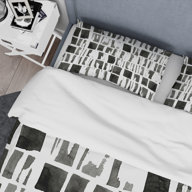 Abstrait briques monochromes - ensemble de housse de couette moderne - microfibre de polyester