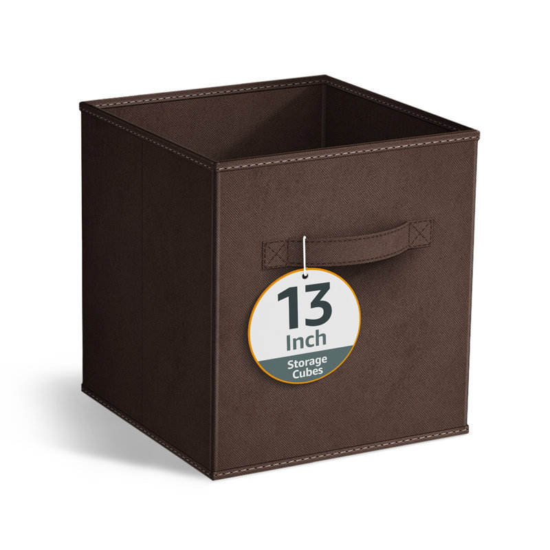 13" Large Foldable Storage Cubes with Handles 1 Piece, Chocolate