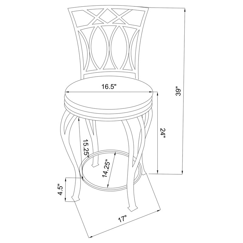 Tabouret pivotant rembourré Colston, Tabouret de comptoir (siège d'une hauteur de 24 p