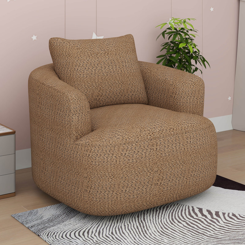 Fauteuil pivotant rembourré à accoudoirs rembourrés Modern, Marron foncé