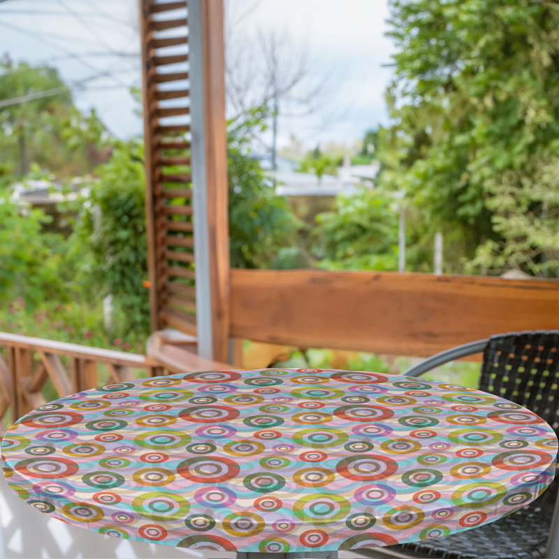Bungalow Rose Retro Fitted Round Tablecloth Diameter Multicolor
