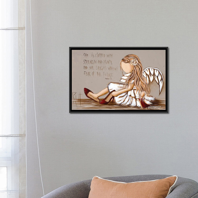 "Her is Habis in" par rut art Creations, reproduction d’art, Pas de tapis, H 26 po x l 18 po x 1,5 po, Toile avec cadre noir