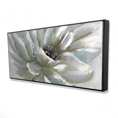 White chrysanthemum - 24"x48" Framed canvas