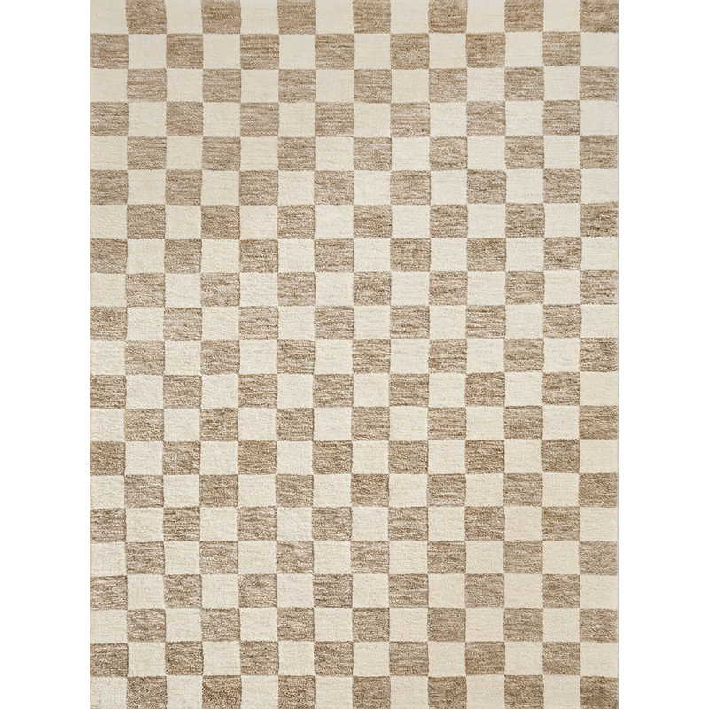 Tapis à carreaux beige / brun 7 pi x 10 pi (6 pi 6 po x 9 pi 6 po) Branch Branch Roxie, Rectangle 6 pi 6 po x 9 pi 6 po