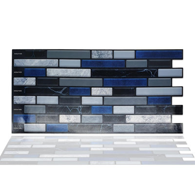 Self Adhesive Light Marble Long Mosaic Wall Tile Sticker 14cm x 28.5cm